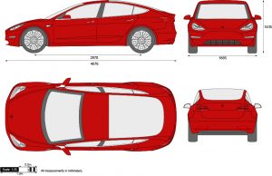 特斯拉 Tesla model 3 2018-2022 三视图-启模网
