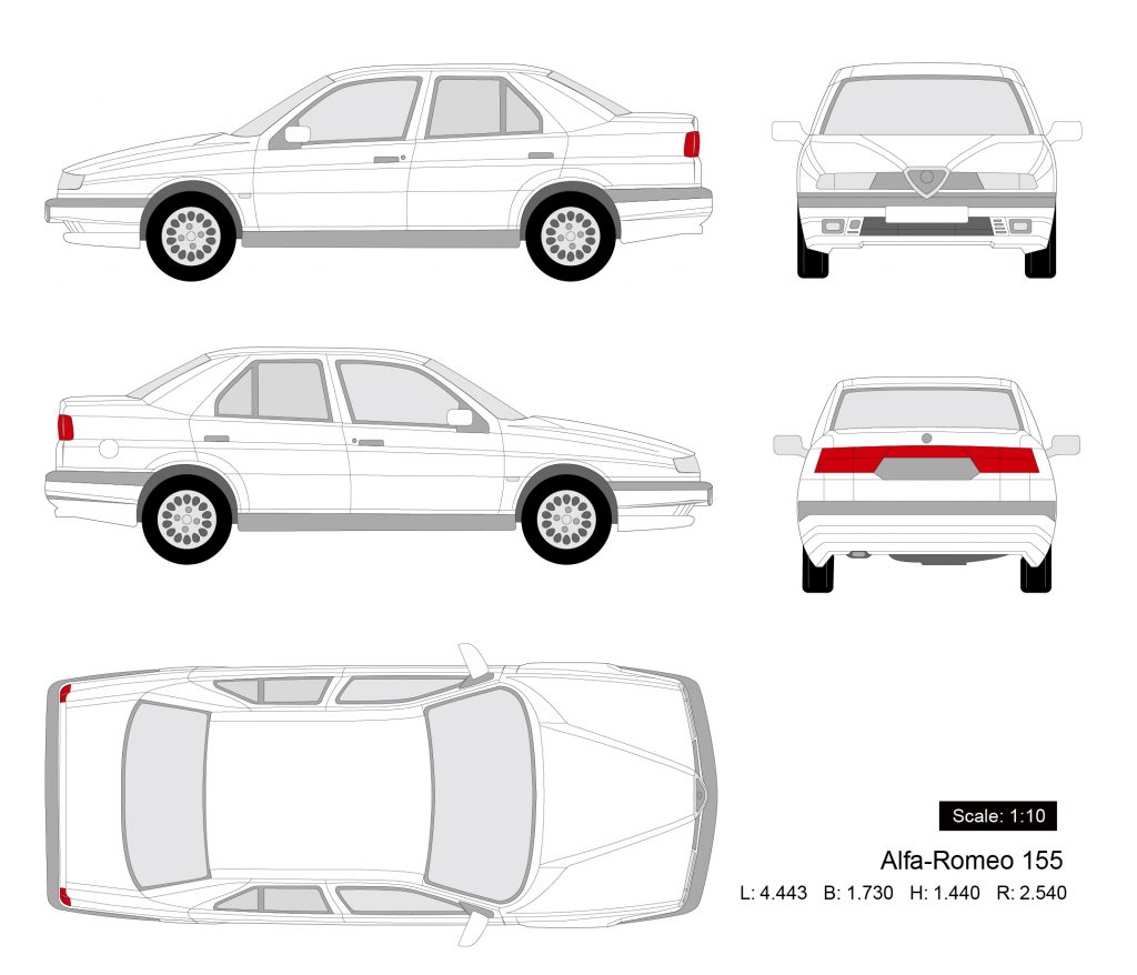阿尔法·罗密欧155 Alfa-Romeo 155 三视图-启模网