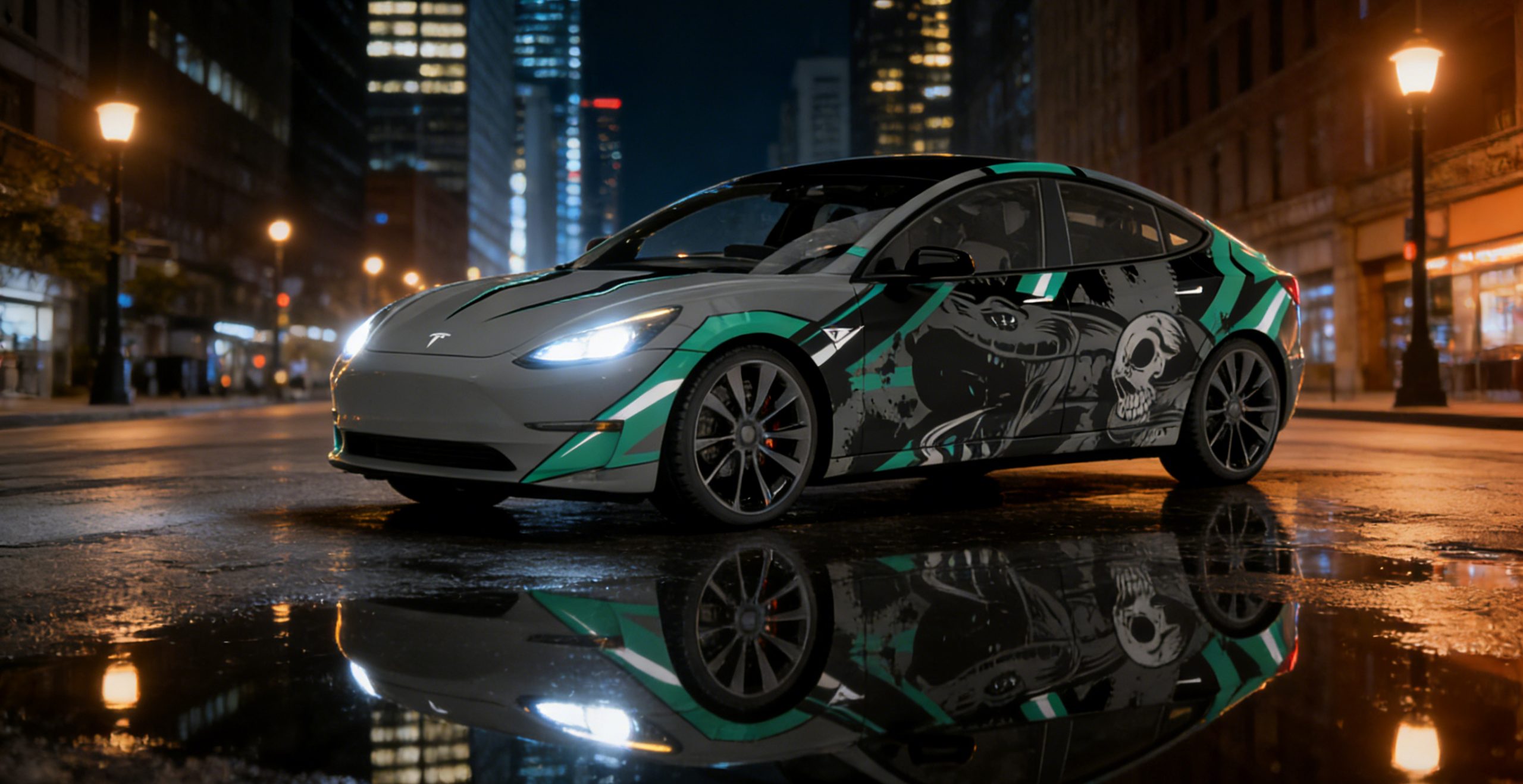 特斯拉Model3 2022款 骷髅蛇涂装-启模网