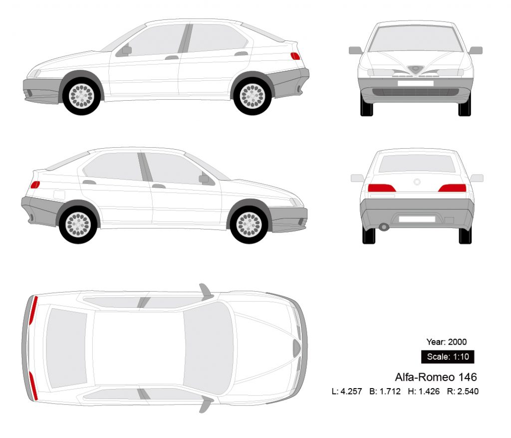 图片[1]-Alfa-Romeo 146 2000矢量三视图