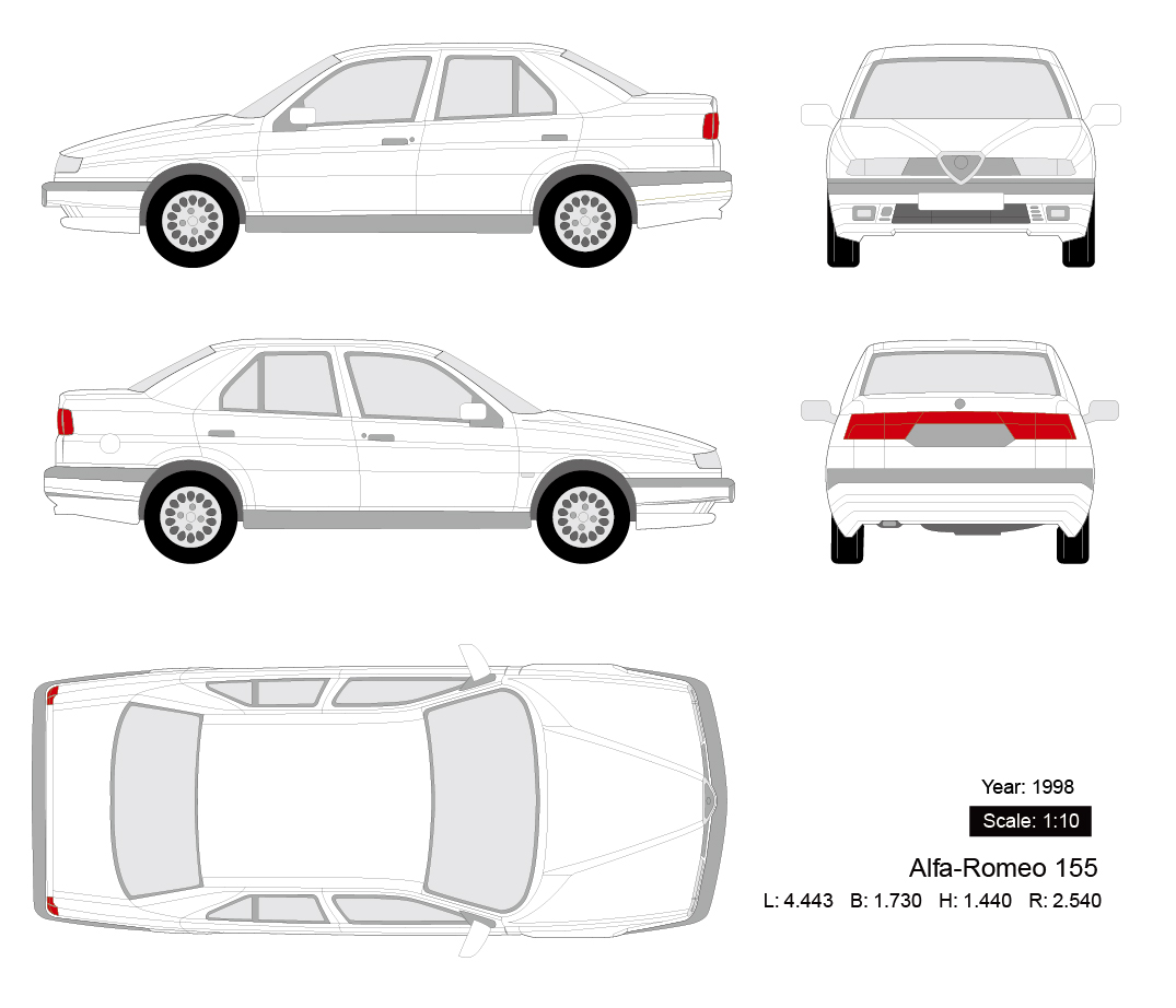 Alfa-Romeo 155 1998矢量三视图