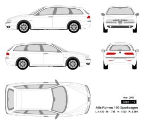 Alfa-Romeo Sportwagon 2003矢量三视图