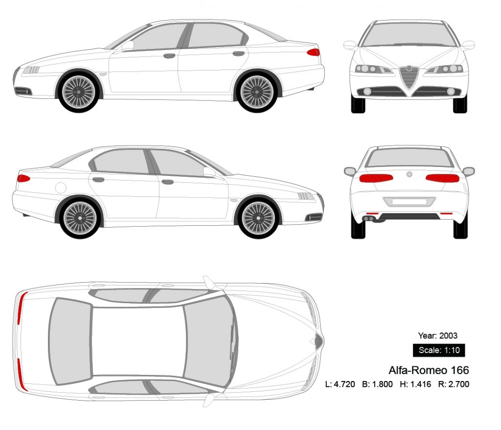 图片[1]-Alfa-Romeo 166 2003矢量三视图