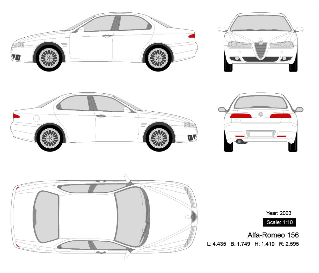图片[1]-Alfa-Romeo 156 2003矢量三视图