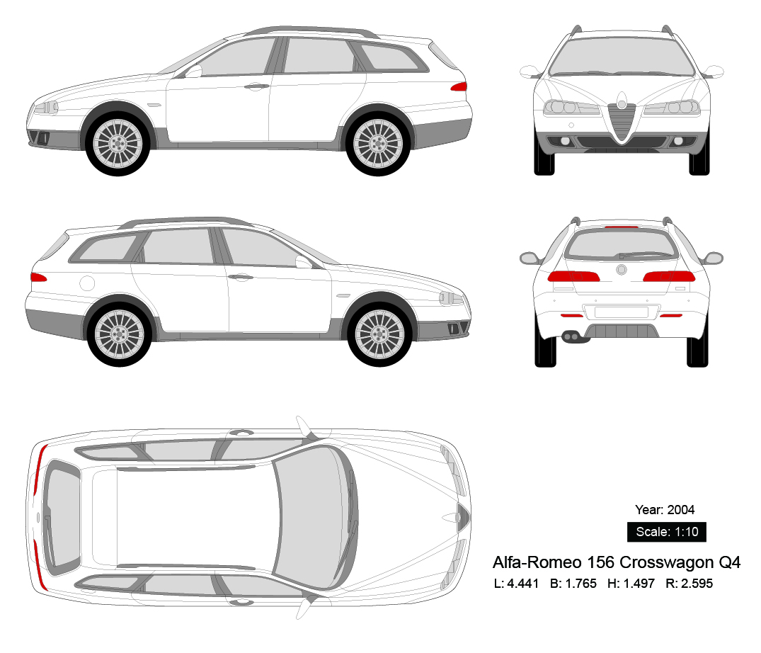 Alfa-Romeo 156 Crosswagon Q4 2004矢量三视图