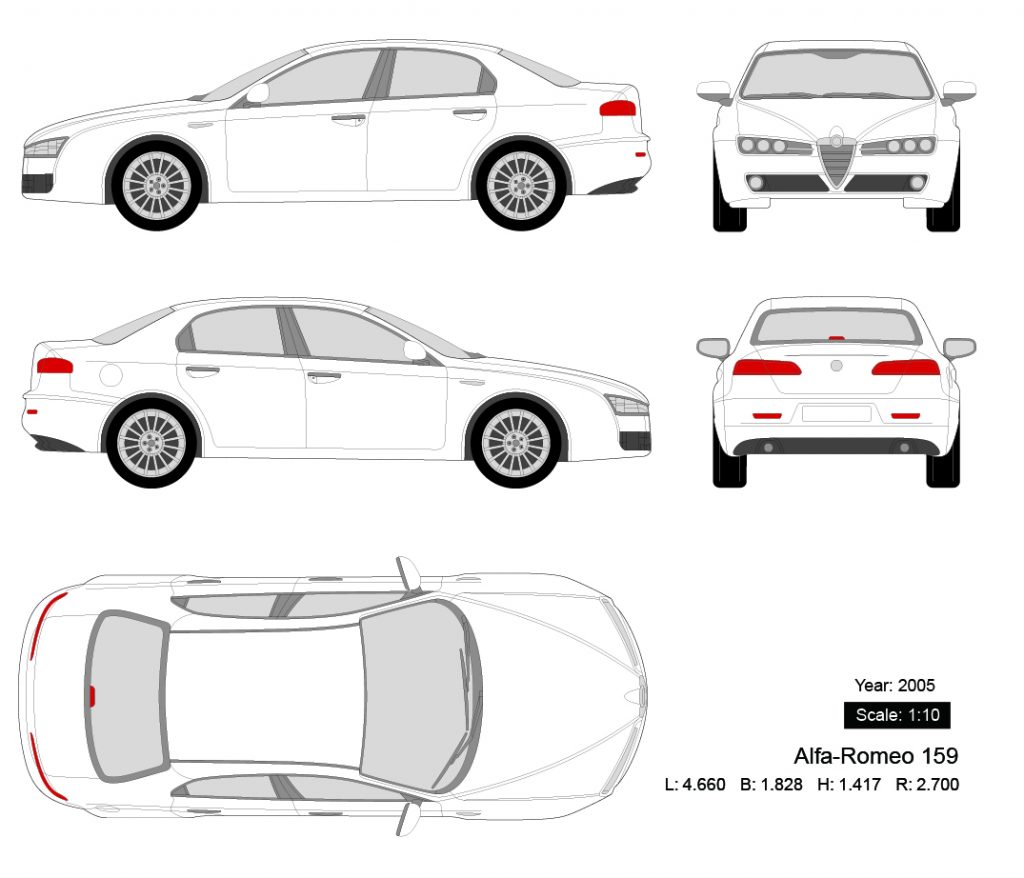 图片[1]-Alfa-Romeo 159 2005矢量三视图