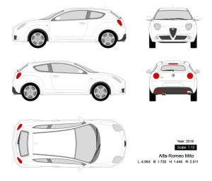Alfa-Romeo Mito 2018矢量三视图