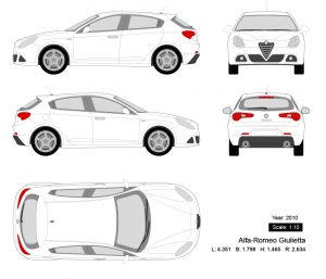 Alfa-Romeo Giulietta 2010矢量三视图