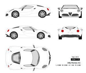 Alfa-Romeo 4C 2013矢量三视图