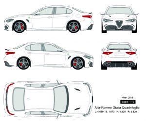 Alfa-Romeo Giulia Quadrifoglio 2016矢量三视图