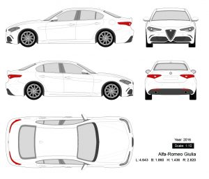 Alfa-Romeo Giulia 2016矢量三视图-启模网