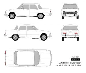 Alfa-Romeo Giulia Super 1969矢量三视图