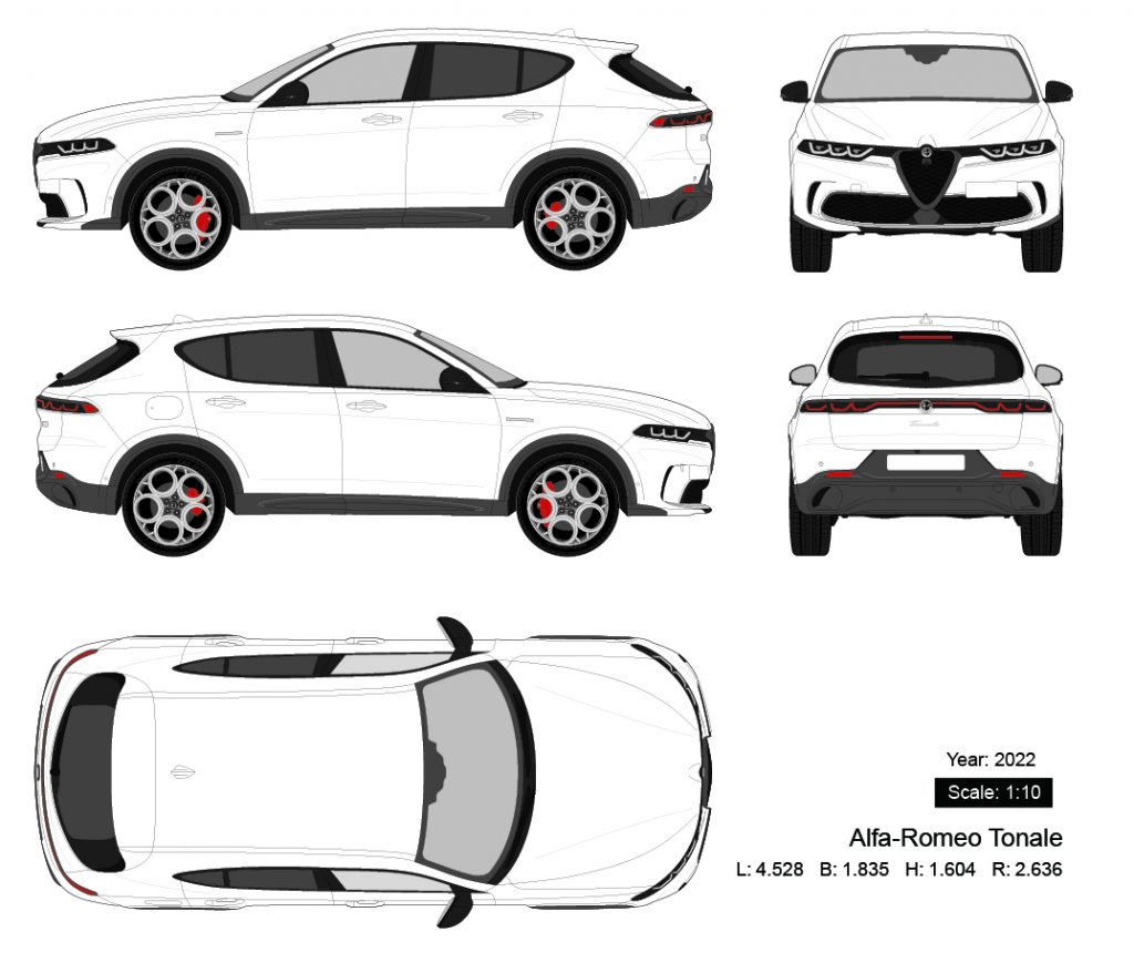 Alfa-Romeo Tonale 2022矢量三视图-启模网