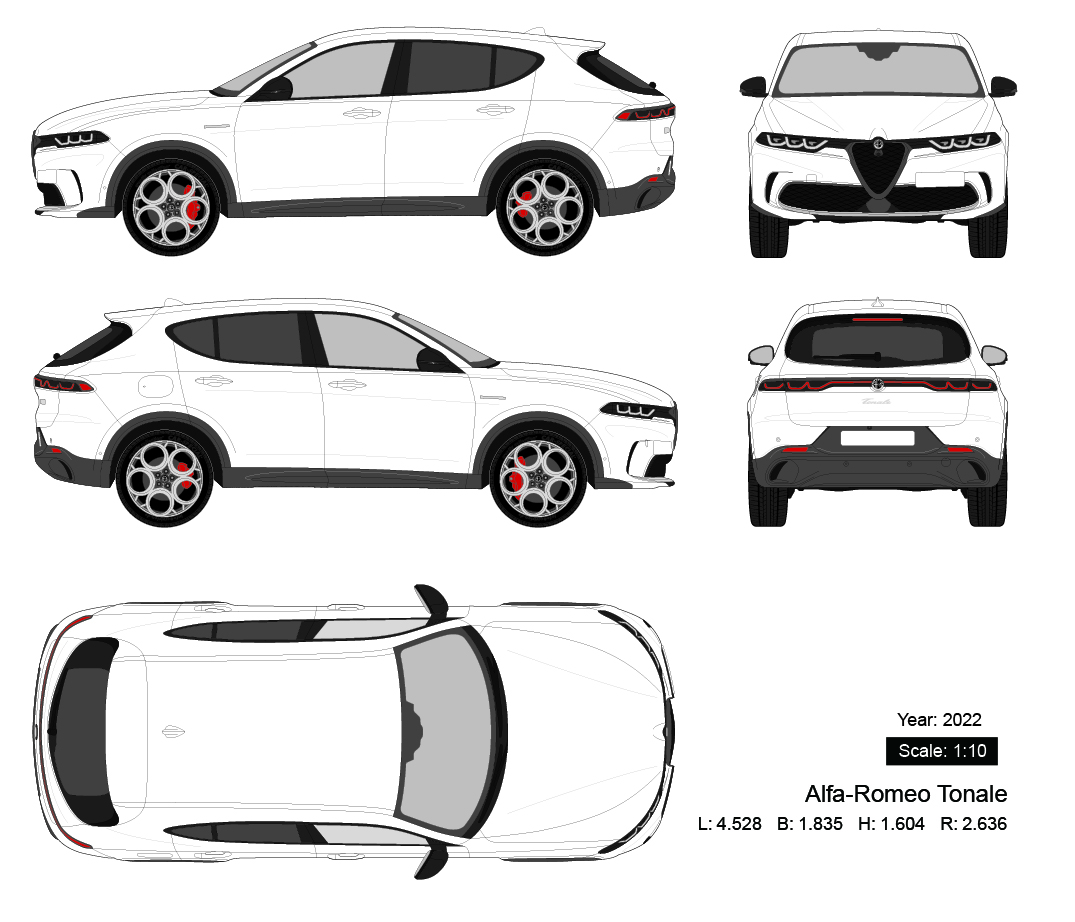 Alfa-Romeo Tonale 2022矢量三视图