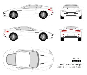 Aston Martin V8 Vantage 2005矢量三视图-启模网