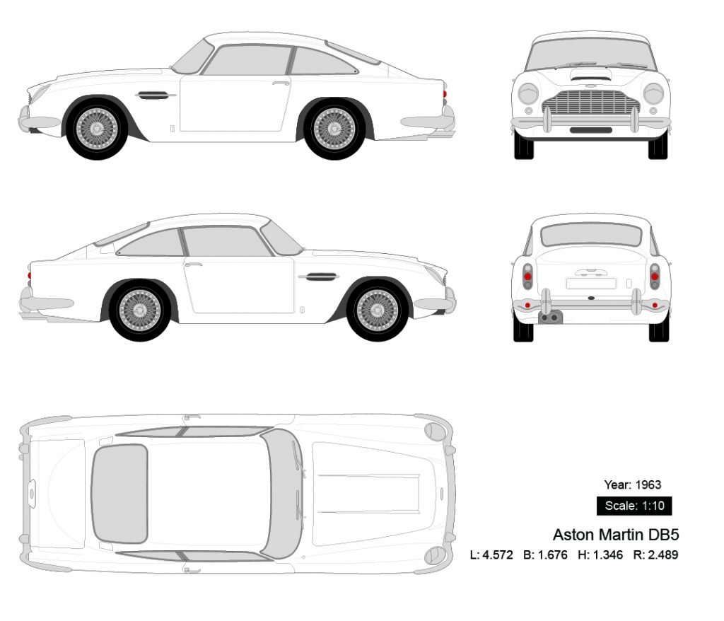 Aston Martin DB5 1963矢量三视图-启模网