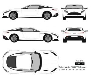 Aston Martin DB11 V8 Coupe 2016矢量三视图-启模网