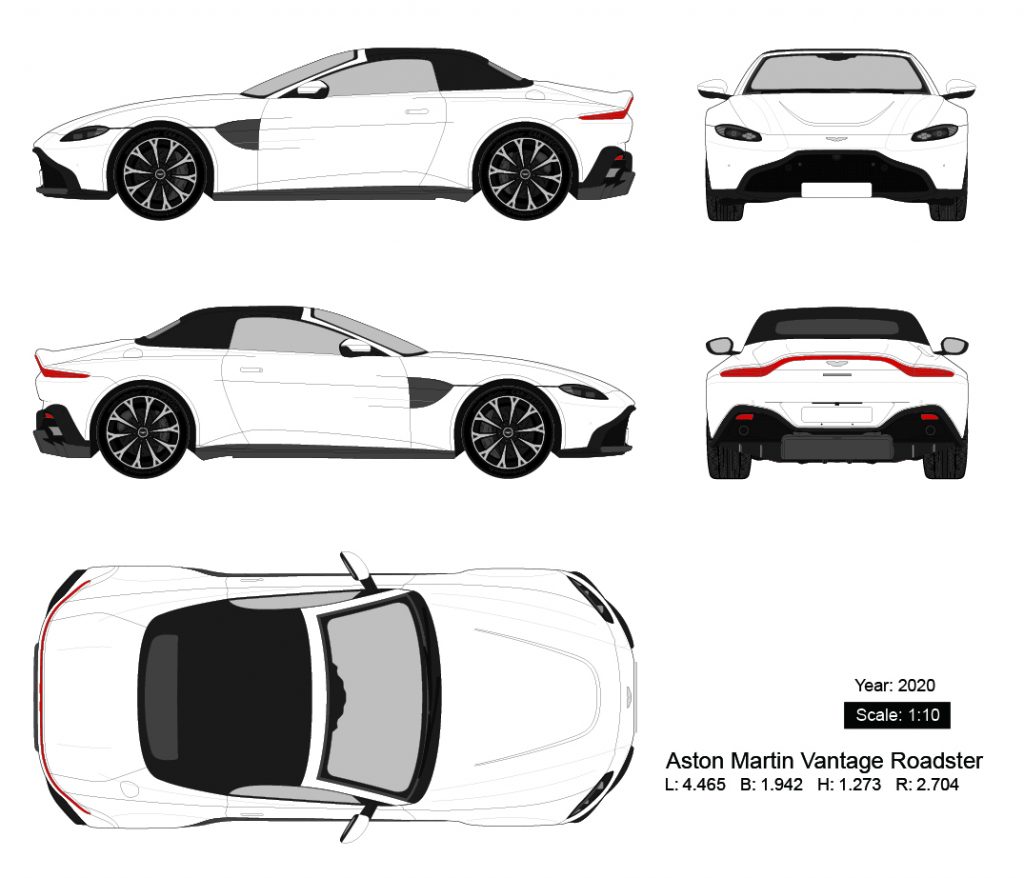 Aston Martin Vantage Roadster 2020矢量三视图-启模网