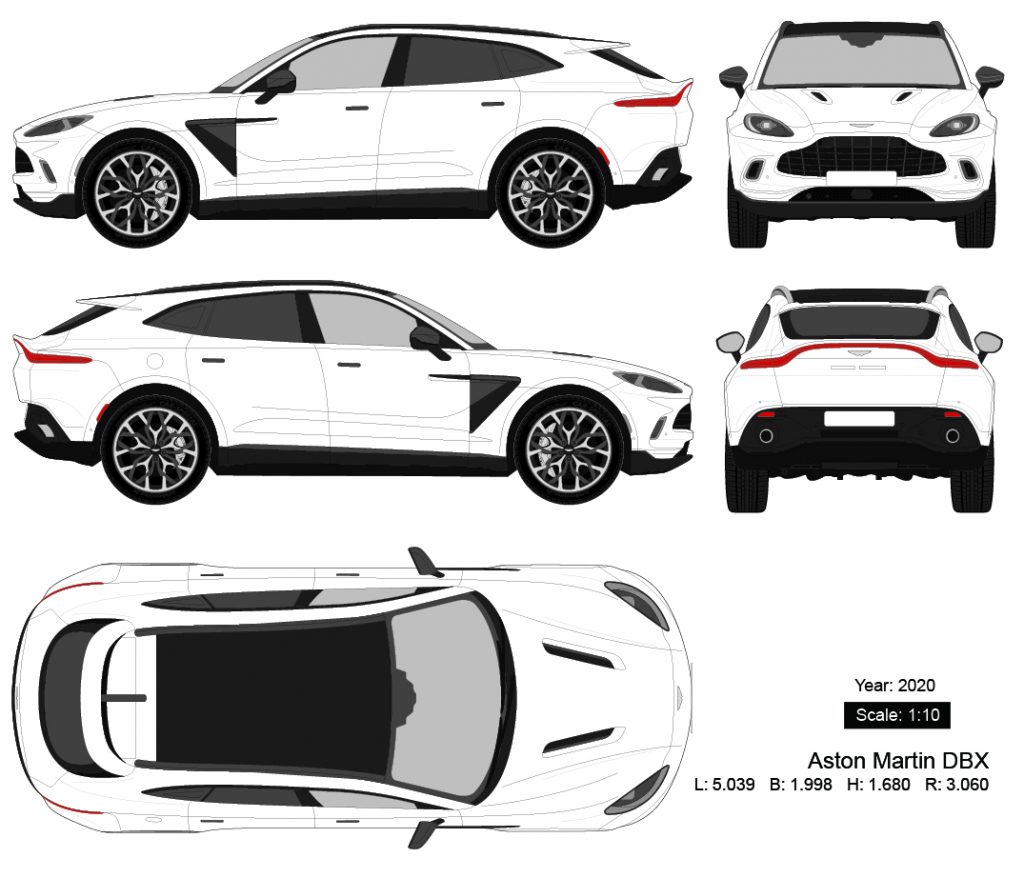 Aston Martin DBX 2020矢量三视图-启模网