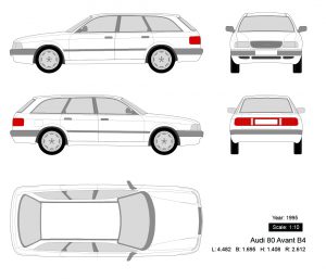 Audi 80 Avant B4 1995矢量三视图-启模网