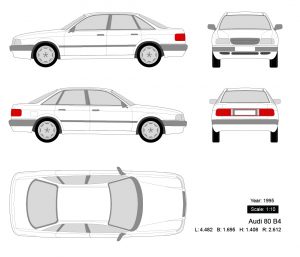 Audi 80 B4 1995矢量三视图-启模网
