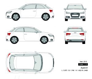 Audi A1 2015矢量三视图-启模网