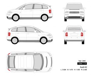Audi A2 2000矢量三视图-启模网