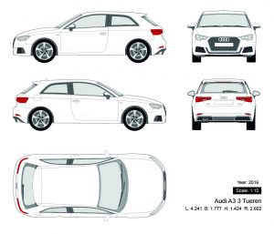 Audi A3 3 Tueren 2016矢量三视图-启模网