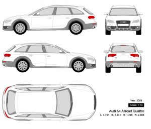 Audi A4 Allroad Quattro 2009 矢量三视图-启模网