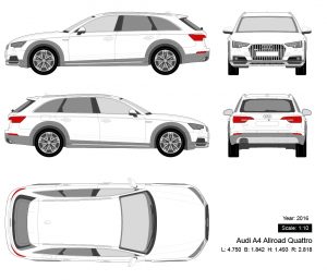 Audi A4 Allroad Quattro 2016 矢量三视图-启模网