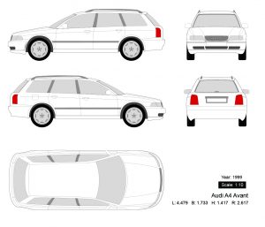 Audi A4 Avant 1999 矢量三视图-启模网