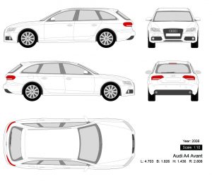 Audi A4 Avant 2008 矢量三视图-启模网