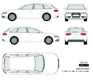 Audi A4 Avant 2012矢量三视图-启模网