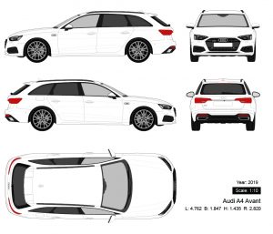 Audi A4 Avant 2019矢量三视图-启模网