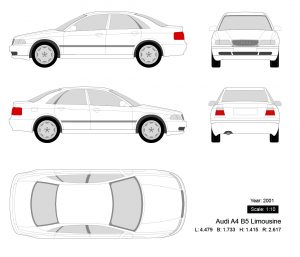 Audi A4 B5 Limousine 2001 矢量三视图-启模网