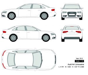 Audi A4 Limousine 2012 矢量三视图-启模网