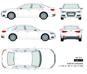 Audi A4 Limousine 2013 矢量三视图-启模网