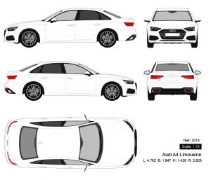 Audi A4 Limousine 2019 矢量三视图-启模网