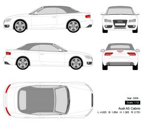 Audi A5 Cabrio 2009 矢量三视图-启模网