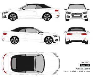 Audi A5 Cabrio 2017 矢量三视图-启模网