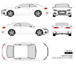Audi A5 Coupe 2016 矢量三视图-启模网