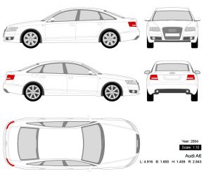 Audi A6 2004 矢量三视图-启模网