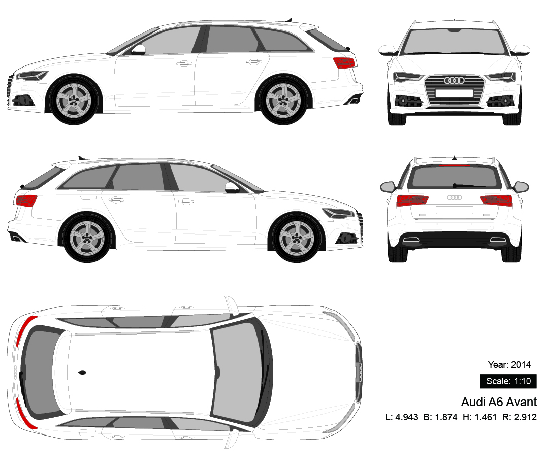 Audi A6 Avant 2014 矢量三视图