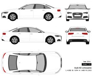 Audi A6 Limousine 2014 矢量三视图-启模网