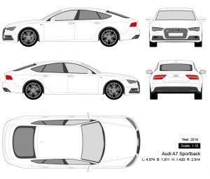 Audi A7 Sportback 2016 矢量三视图-启模网