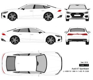 Audi A7 Sportback 2018 矢量三视图-启模网