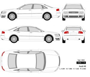 Audi A8 2002 矢量三视图-启模网