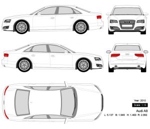 Audi A8 2010 矢量三视图-启模网