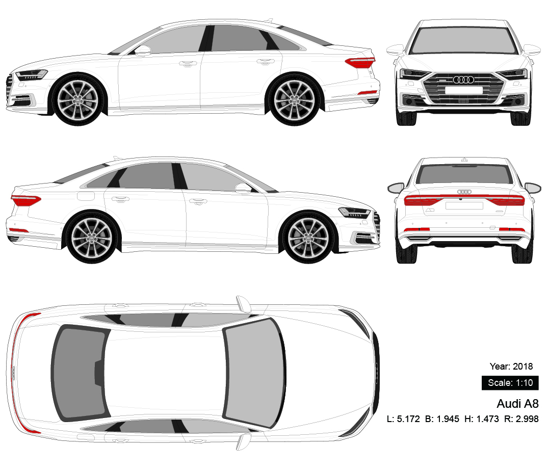 Audi A8 2018 矢量三视图