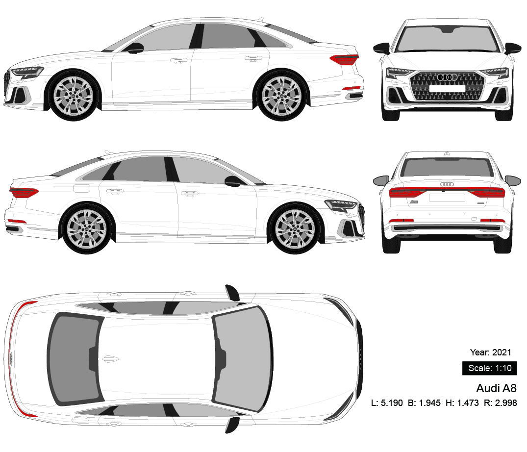 Audi A8 2021 矢量三视图